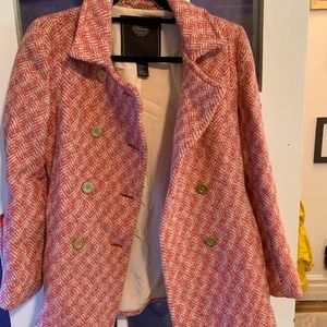 Coach pink patterned pea coat